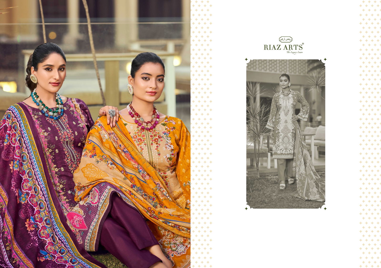 Qurbat By Riaz Arts Karachi Lawn Camric Printed Dress Material Online Wholesale